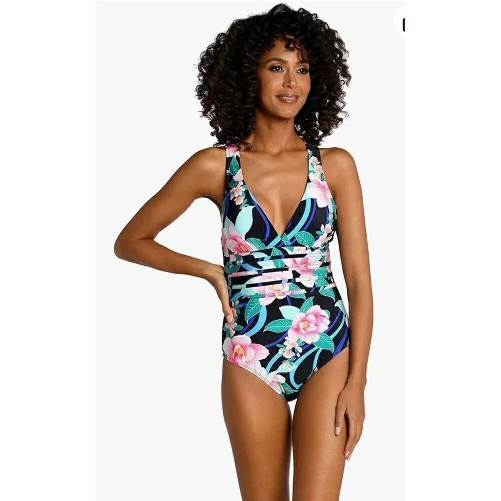 La Blanca Women's Multi Strap Cross Back One Piece Swimsuit